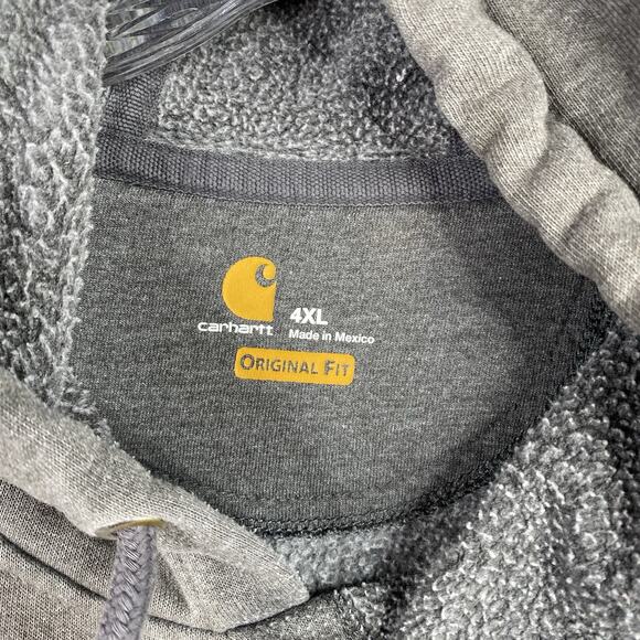 Carhartt Hoodie Mens 4XL Gray Original Fit Pullover Sweatshirt Workwear Spellout - Picture 3 of 8